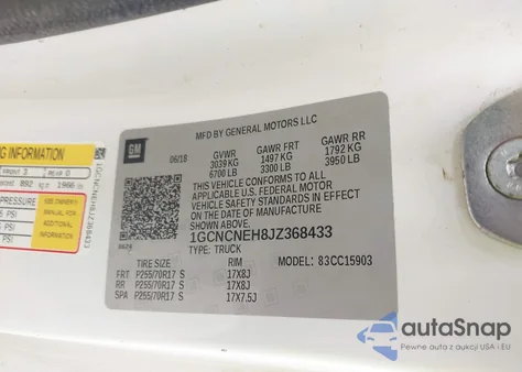 2018 Chevrolet Silverado 1500 Wt from USA, damaged, VIN 1GCNCNEH8JZ368433